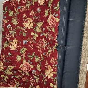 MONTEGUE Waverly Red/burgundy Floral Cotton  Fabric 2.5 Yds - 55" Width